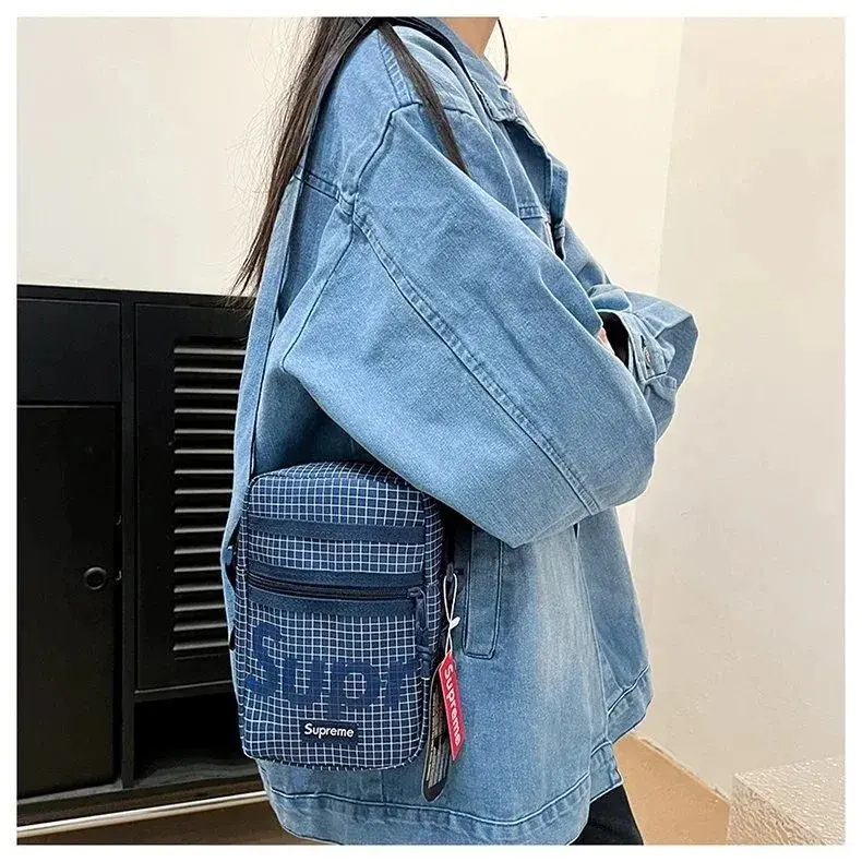 Supreme Grid Crossbody Bag Dark Blue