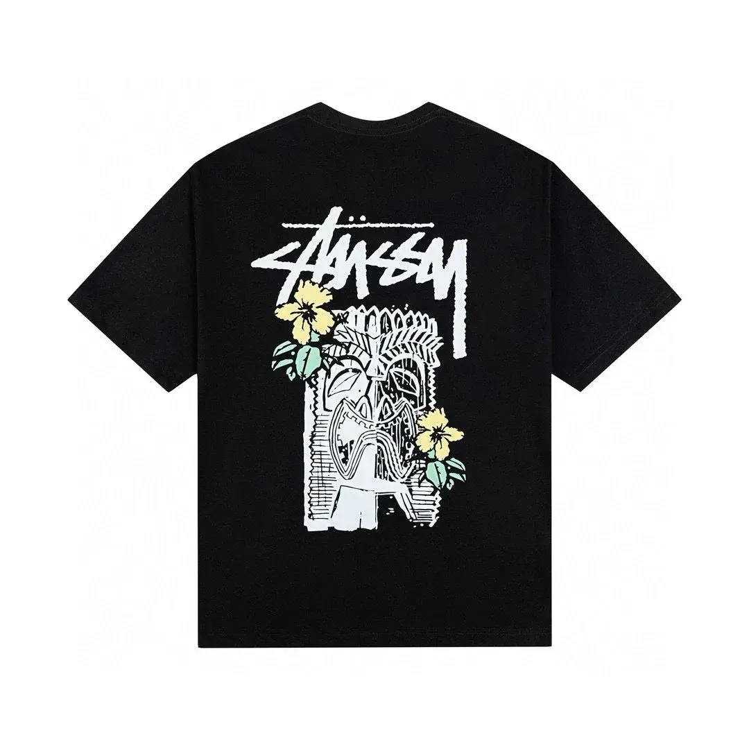 Stussy Tiki Flower Black Tee