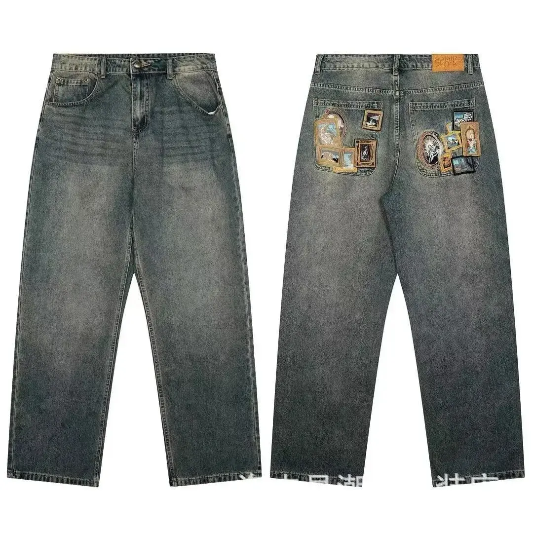 Schulze Multi-Frame Art Patch Dark Wash Jeans