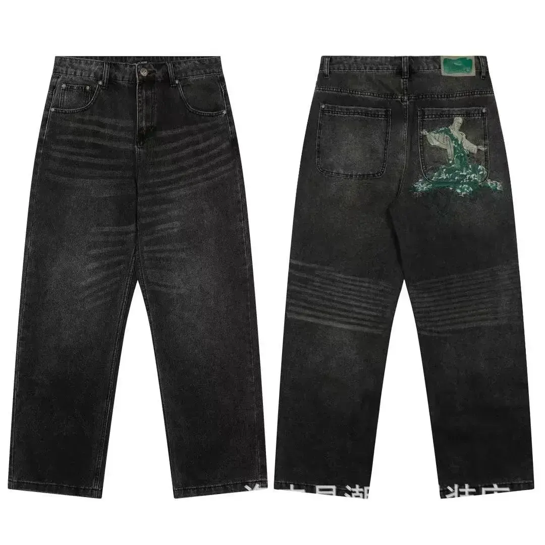 Schulze Religious Art Acid Wash Black Jeans