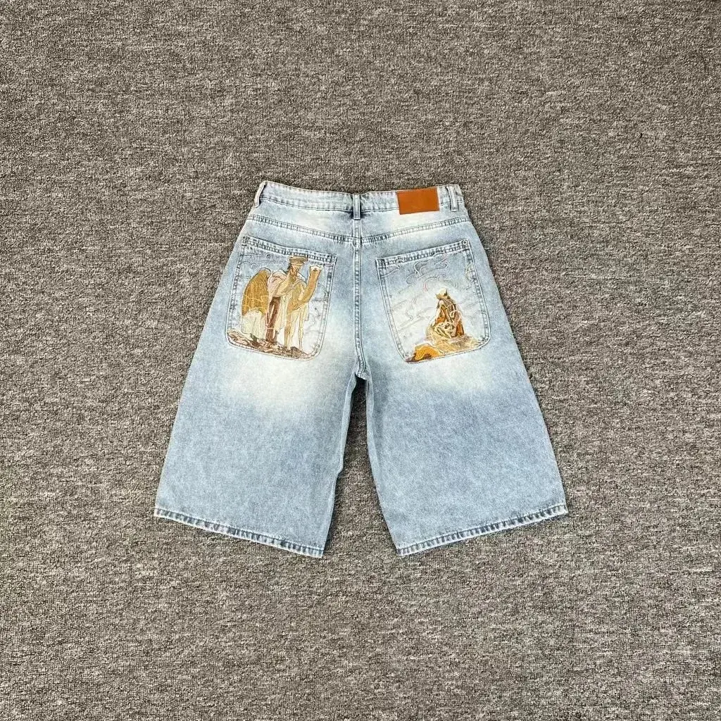 Unbranded Light Blue Desert Graphic Denim Shorts