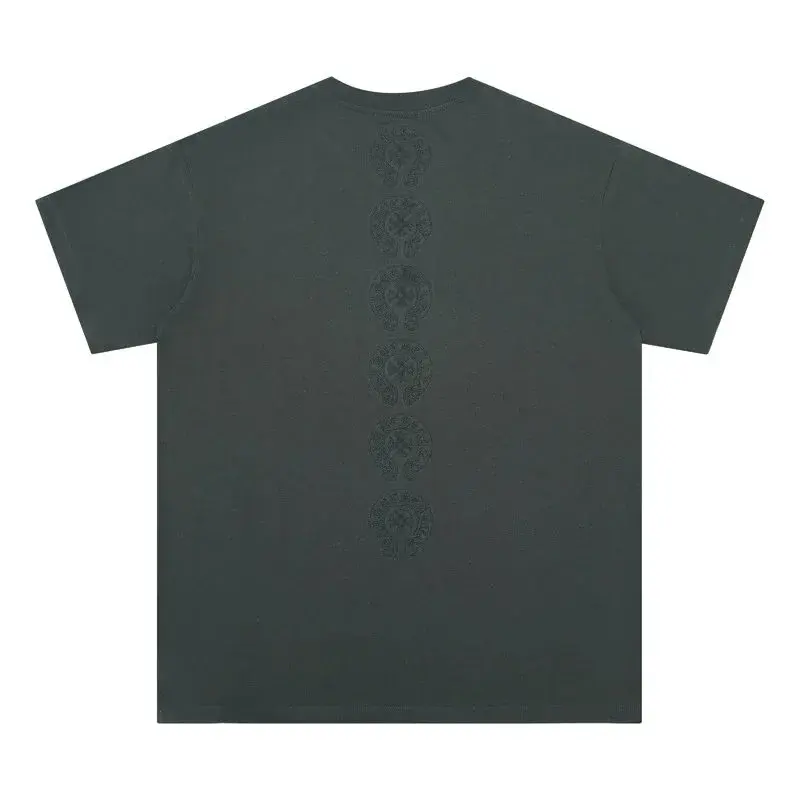 Chrome Hearts Horseshoe Vertical Print T-Shirt Gray