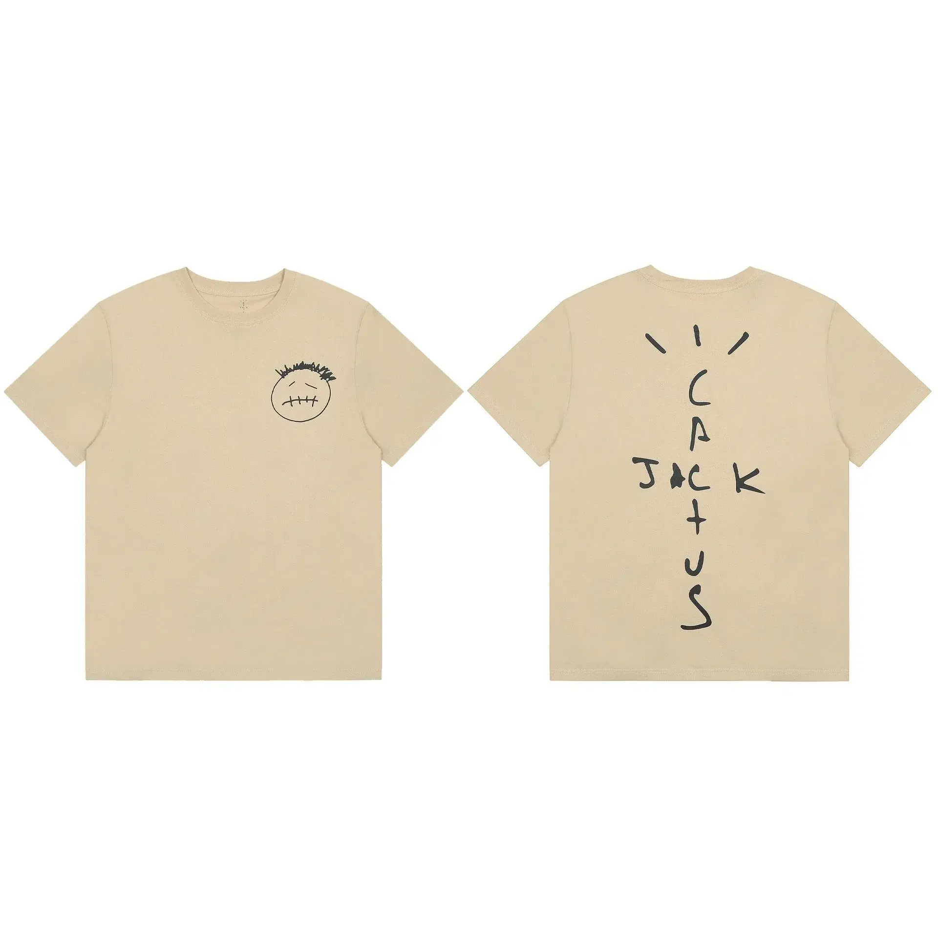 Travis Scott Cactus Jack Face Logo T-Shirt Beige