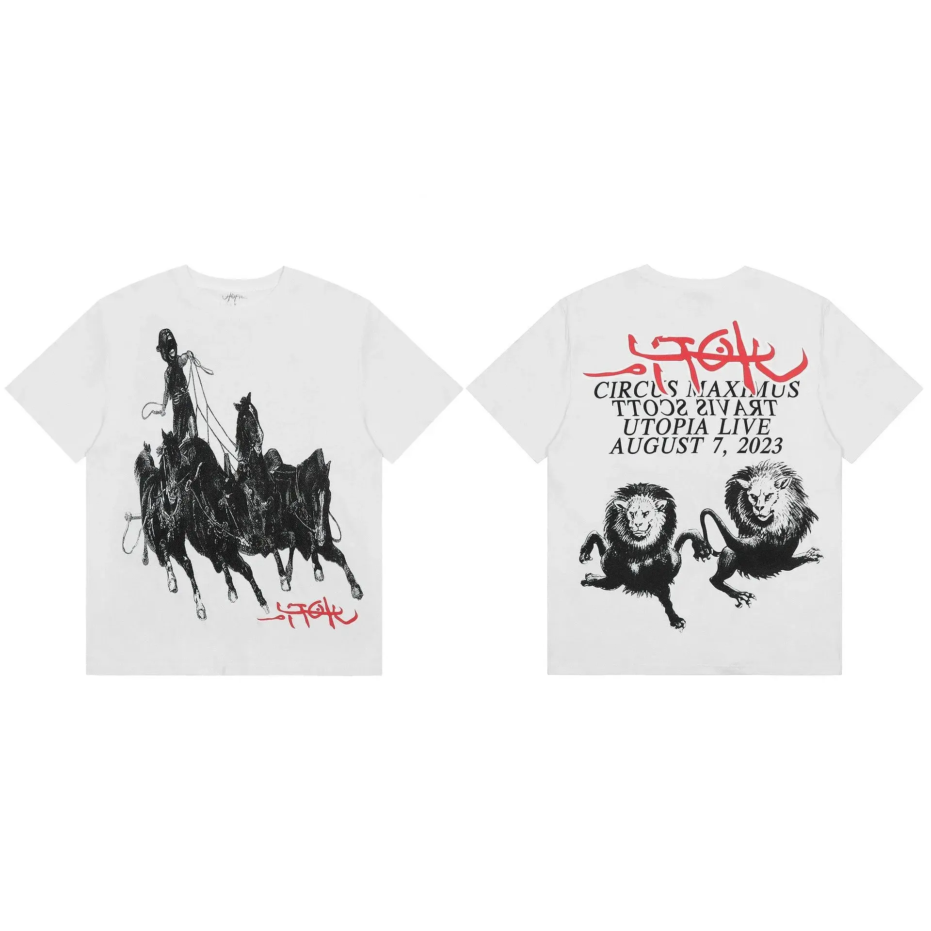 Travis Scott Circus Maximus Lions Horses T-Shirt White