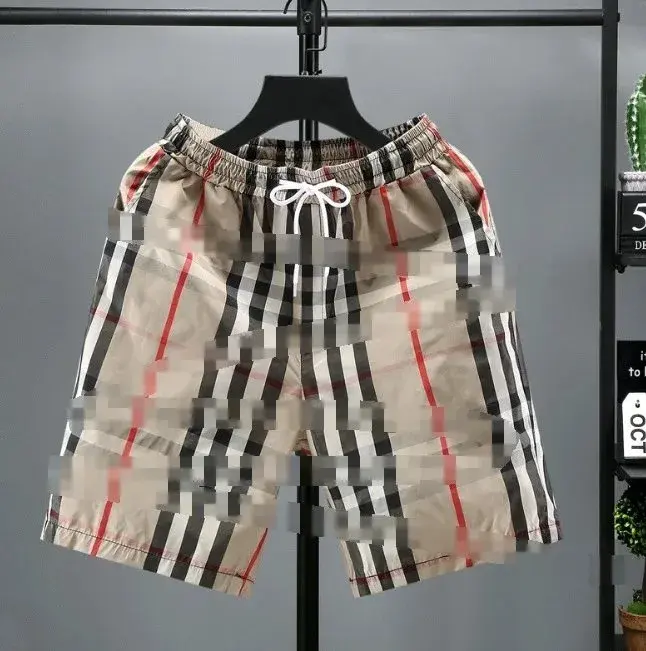 Burberry Check Plaid Beach Shorts Beige