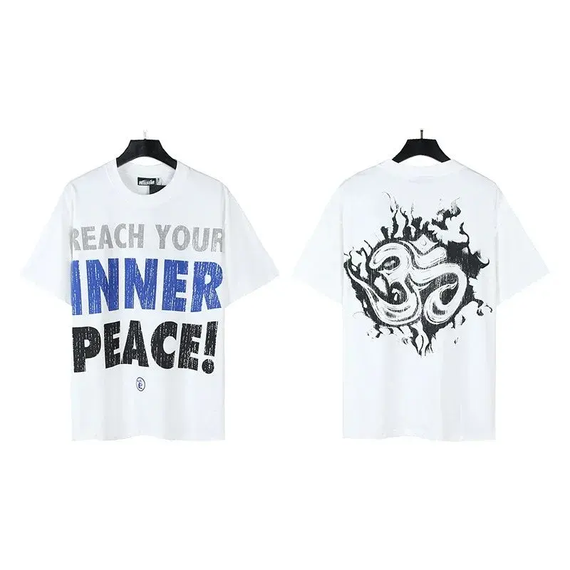 Hellstar Reach Your Inner Peace Om T-Shirt White Blue