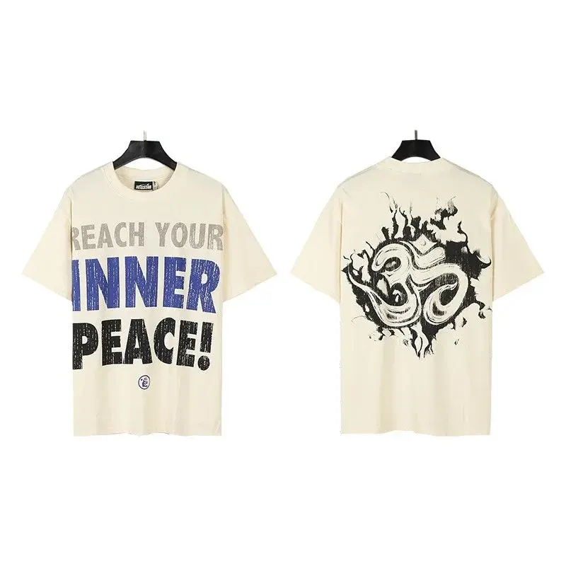 Hellstar Reach Your Inner Peace Om T-Shirt Apricot Cream Blue