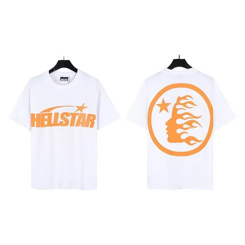 Hellstar Flame Head Logo T-Shirt White Orange