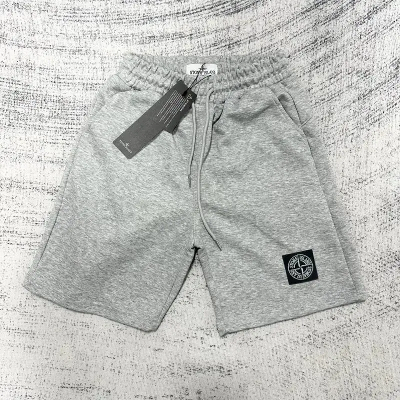 Stone Island Compass Patch Sweatshorts Grey Melange