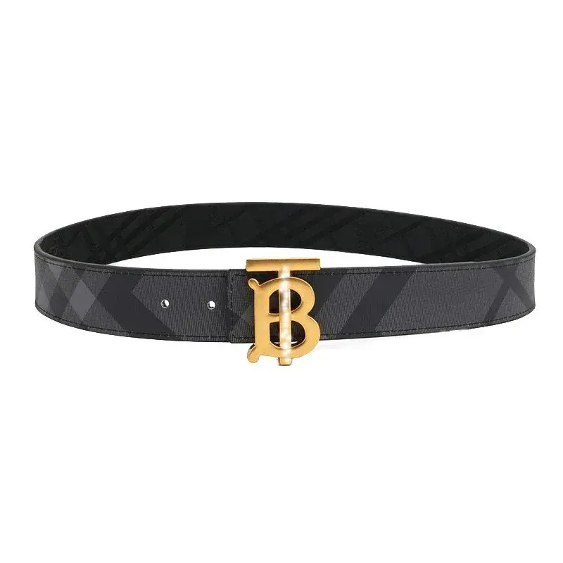 Burberry TB Buckle London Check Belt Charcoal Gold
