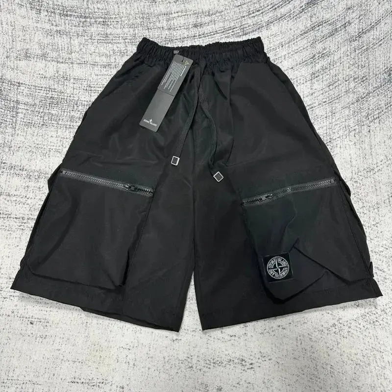 Stone Island Zip Cargo Shorts Black