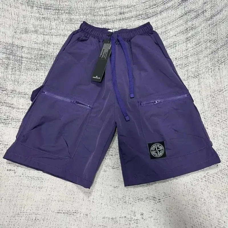 Stone Island Zip Cargo Shorts Purple