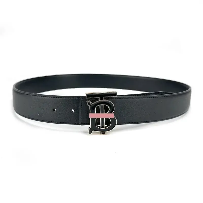 Burberry Monogram Motif Leather Belt Black Pink