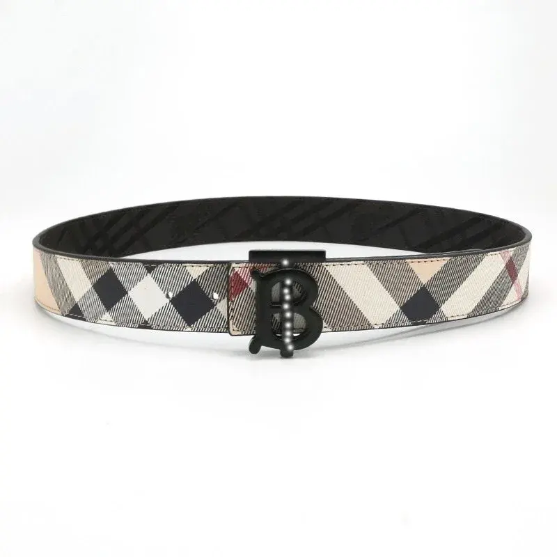 Burberry Monogram Motif Vintage Check Belt Archive Beige Black