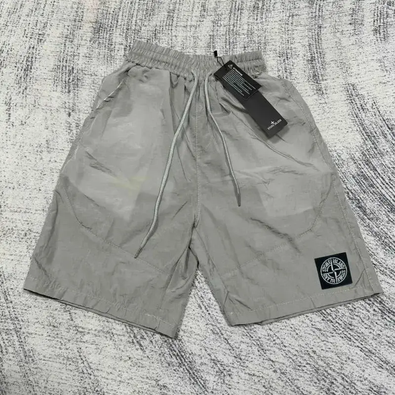 Stone Island Compass Patch Nylon Shorts Grey