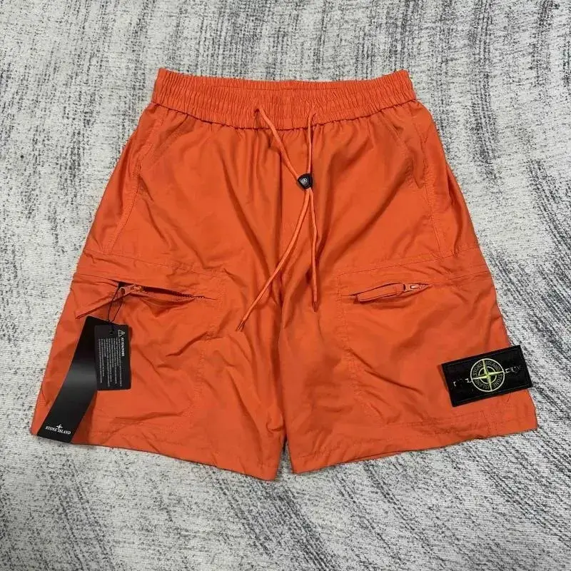 Stone Island Zip Cargo Shorts Orange