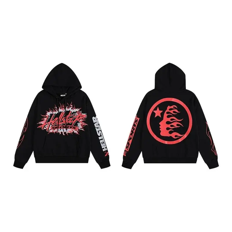 Hellstar Sports Flame Hoodie Black Red