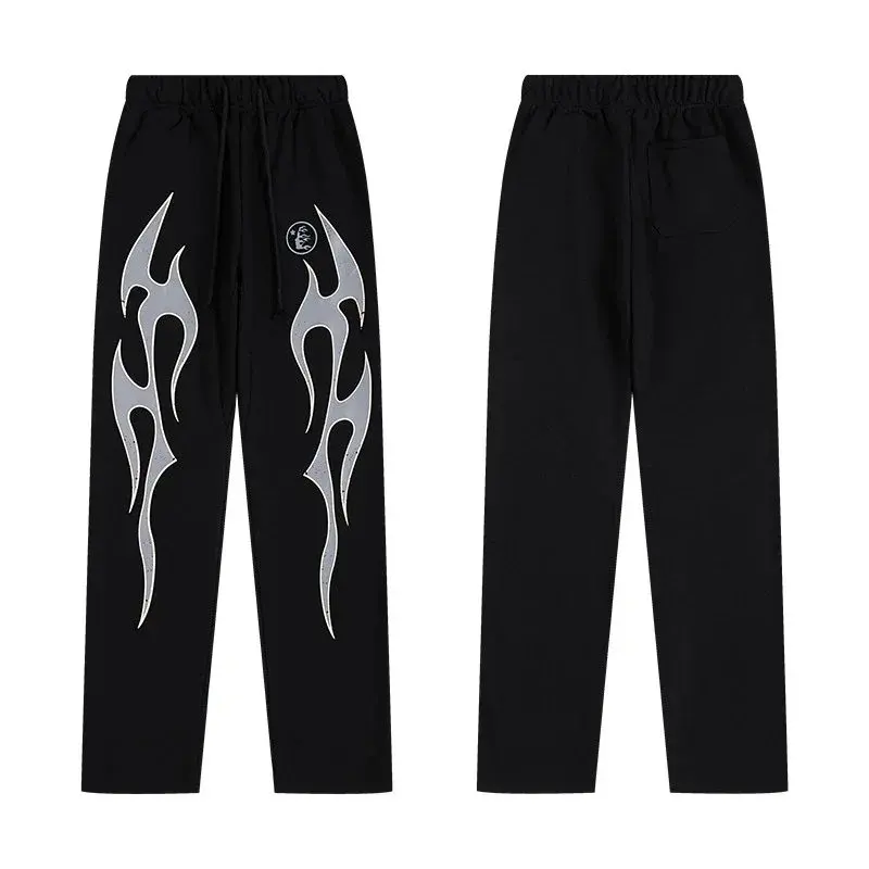 Hellstar Flame Sweatpants Black Silver