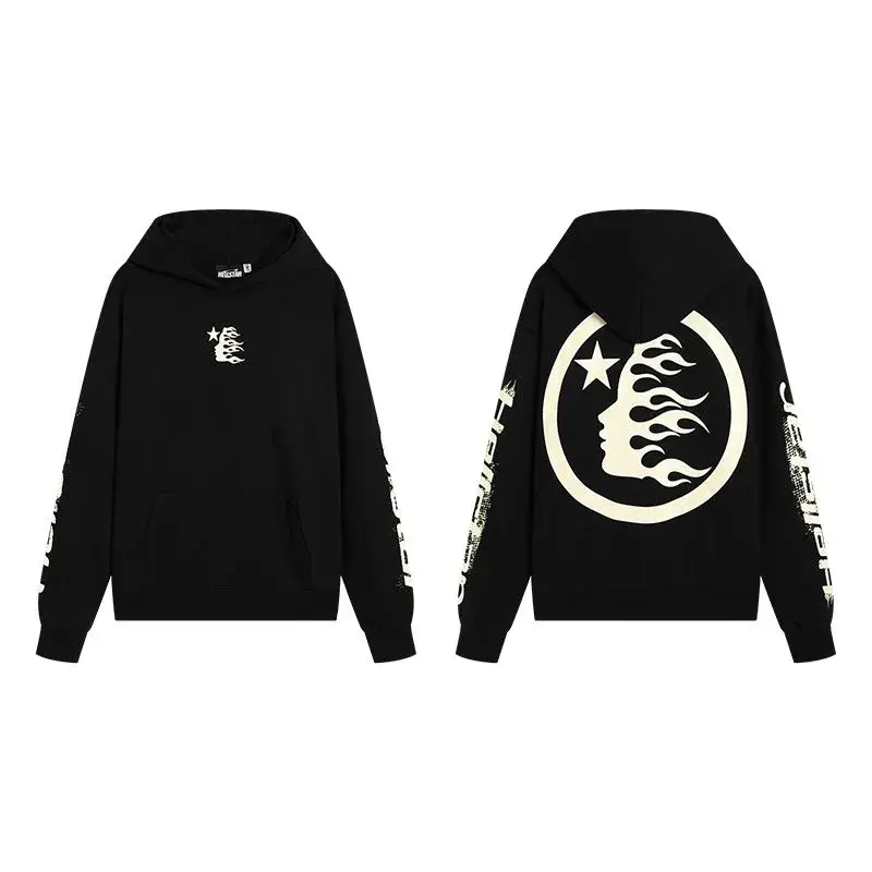 Hellstar Halftone Flame Face Hoodie Black White