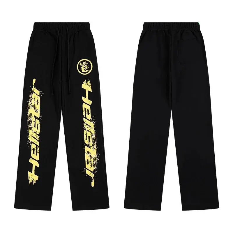 Hellstar Halftone Flame Face Sweatpants Black Yellow