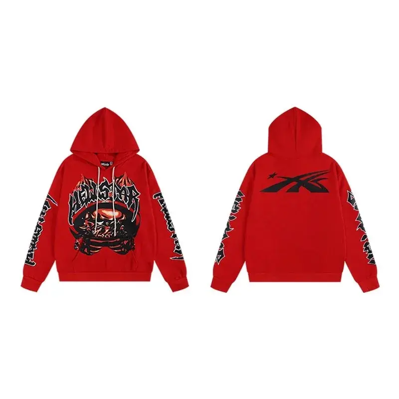 Hellstar Flaming Skull Hoodie Red