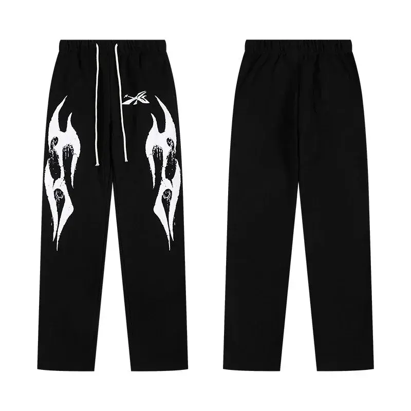 Hellstar Distressed Flame Sweatpants Black