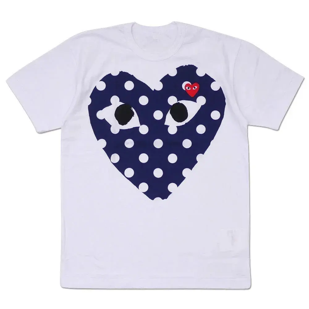 Comme des Garçons PLAY Polka Dot Heart T-Shirt White Navy