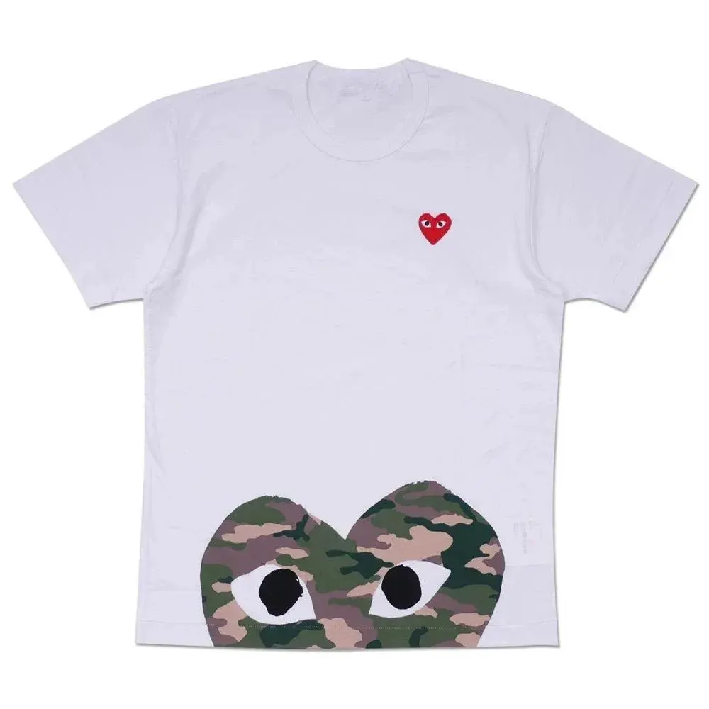 Comme des Garçons PLAY Half Camo Heart T-Shirt White