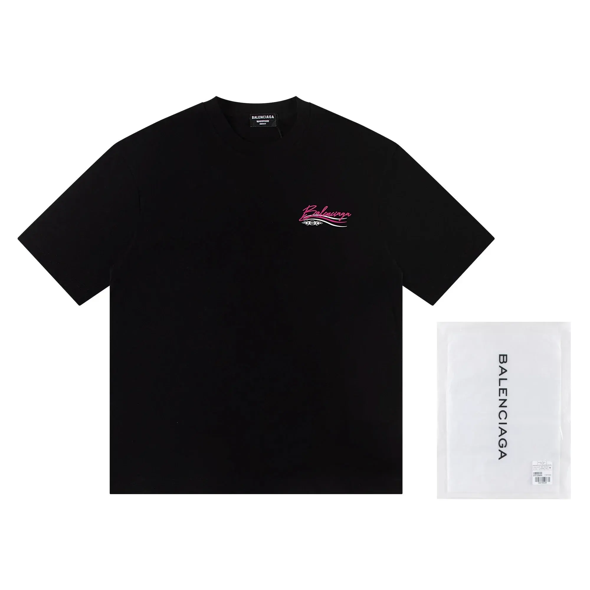 Balenciaga Script Wave Logo T-Shirt Black
