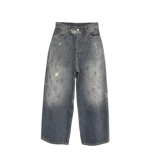 Paint-Splattered Wide-Leg Jeans