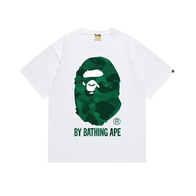 BAPE Green Camo Ape Head White T-Shirt