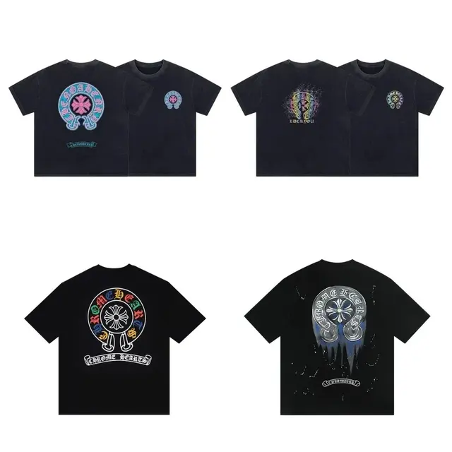 Chrome Hearts colorful horseshoe cross print short sleeve T-Shirt