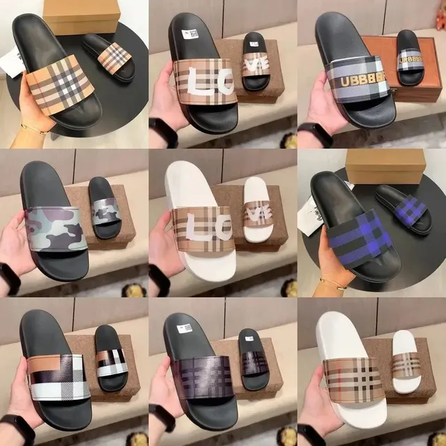 Burberry-Style Plaid Slides