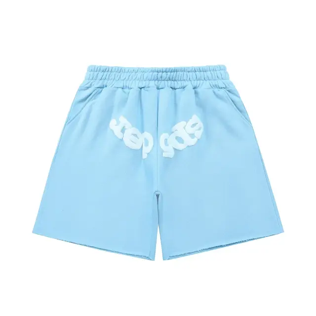 sp5der light blue foam letter shorts
