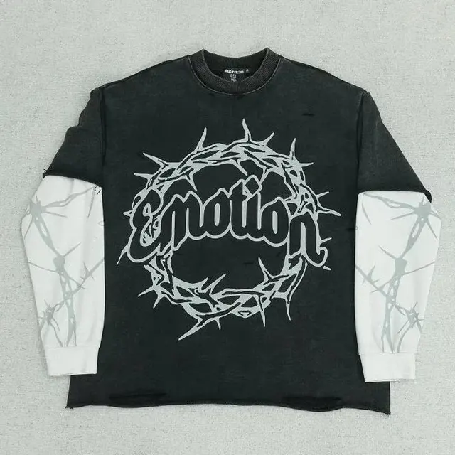 Layered Thorn Graphic Long-Sleeve T-Shirt