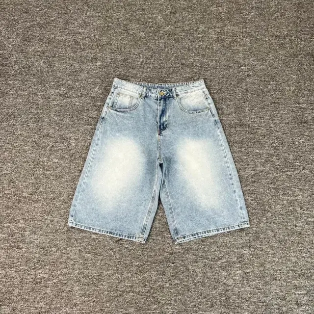 Washed Wide-Leg Denim Shorts