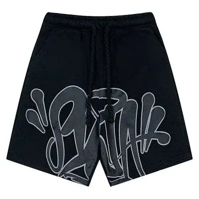 Corteiz Graffiti Big Letter Print Drawstring Sweat Shorts