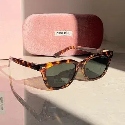Miu Miu tortoiseshell frame green lens square sunglasses