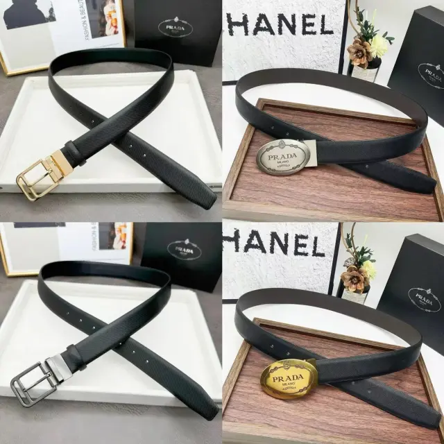 Men Leather Belt in the Prada Style