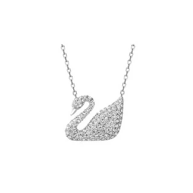 Swarovski full crystal silver swan necklace