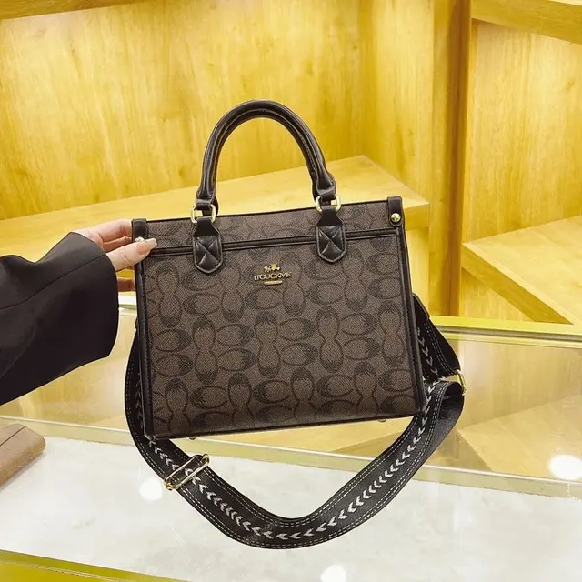 Coach Classic Monogram Wide Shoulder Strap Tote Bag