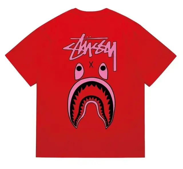 Stussy x BAPE Collaboration Shark Print T-Shirt