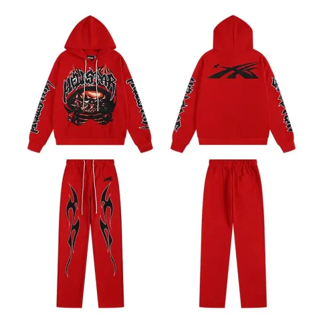 Hellstar Flame Portrait Print Sweatshirt and Sweatpants Set