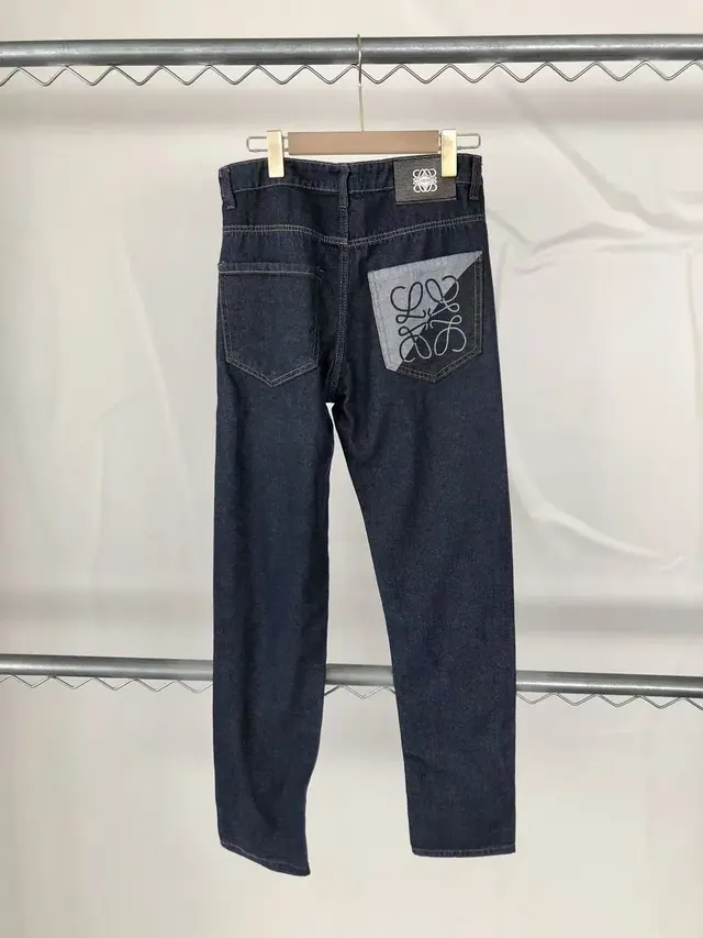 Loewe Contrast Anagram Patch Pocket Straight Raw Denim Jeans
