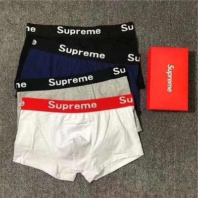 Supreme Logo Waistband Cotton Men Boxer Briefs Gift Box Set