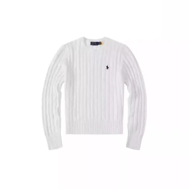 Polo Ralph Lauren Cable-Knit Crewneck Sweater White