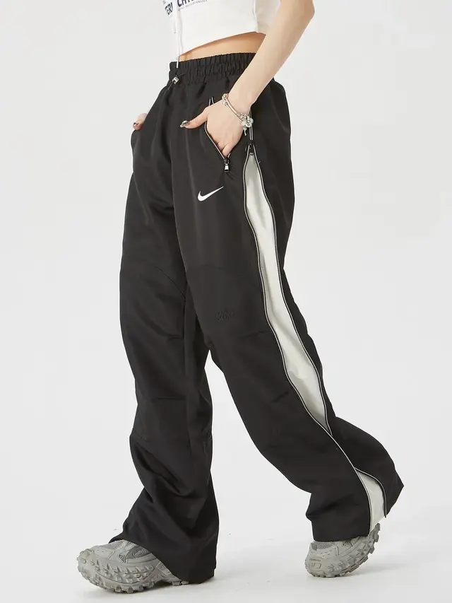 Nike side zipper wide leg track pants