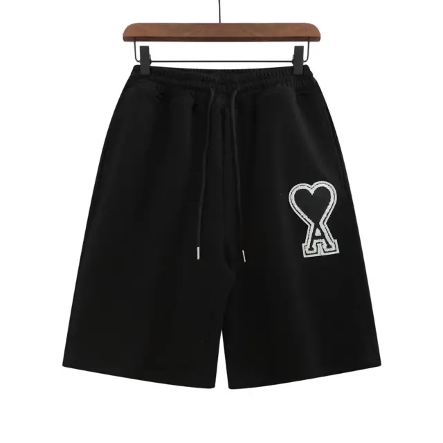 AMI Paris-Style Athletic Shorts with Heart Embroidery
