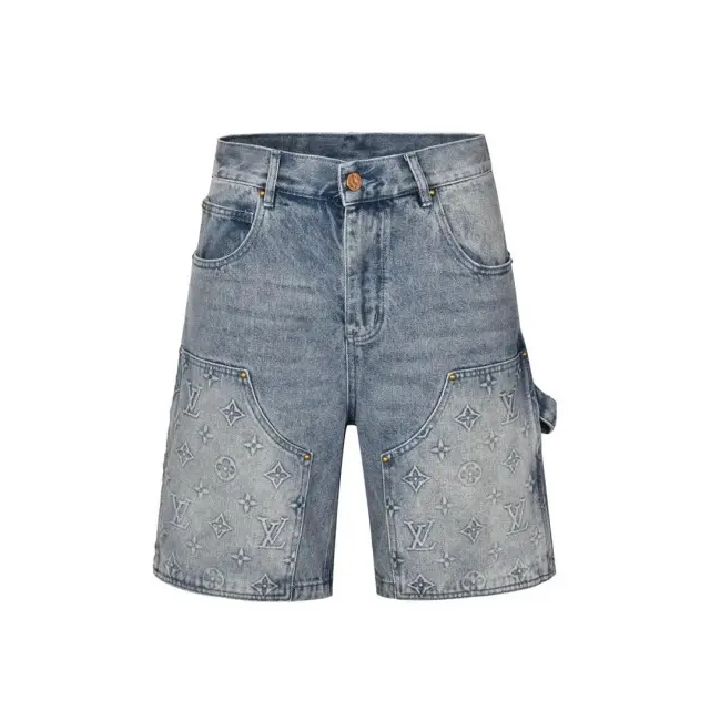 Louis Vuitton Monogram Embossed Cargo Denim Shorts
