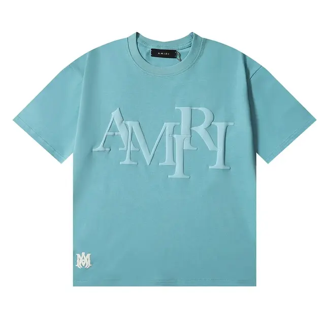 AMIRI Overlapping Logo Blue T-Shirt